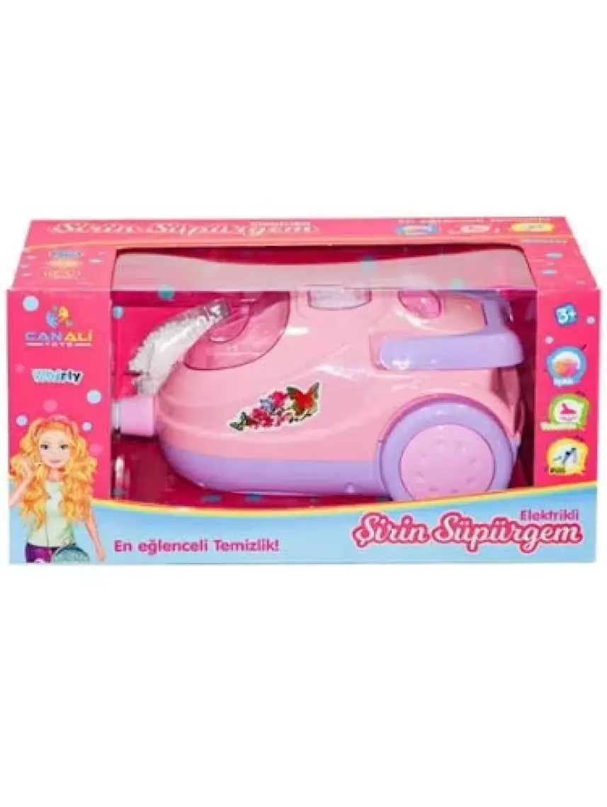 Can Ali Toys Oyuncak Pilli Elektrikli Şirin Süpürge Makinesi Ses Efektli Pembe