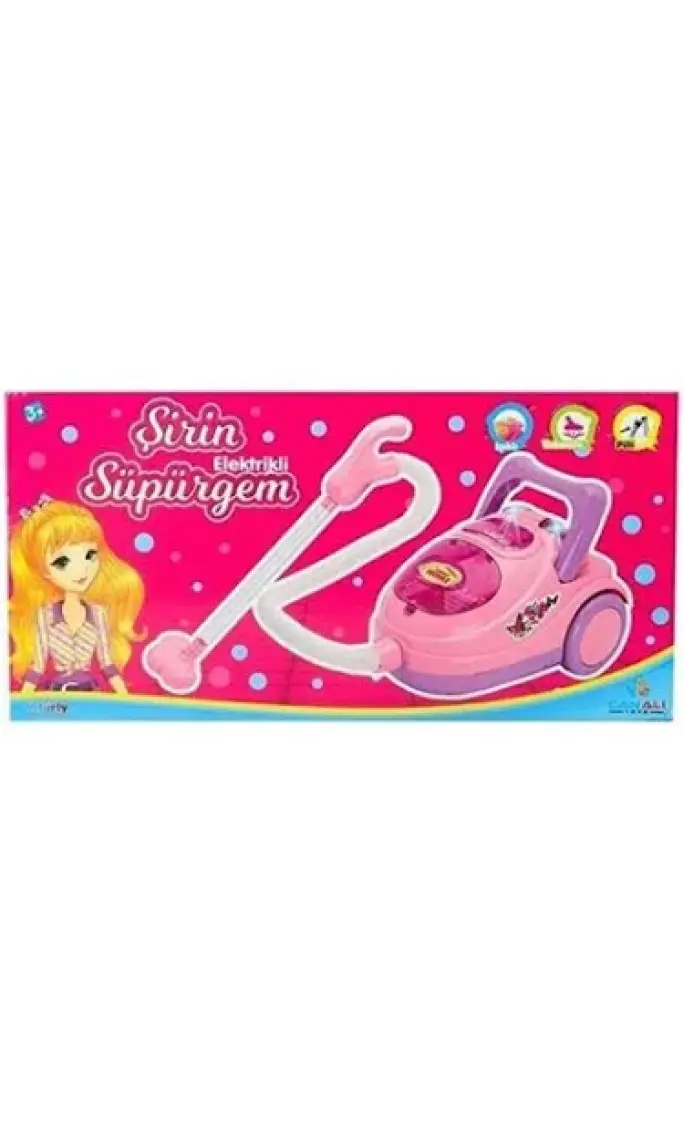 Can Ali Toys Oyuncak Pilli Elektrikli Şirin Süpürge Makinesi Ses Efektli Pembe