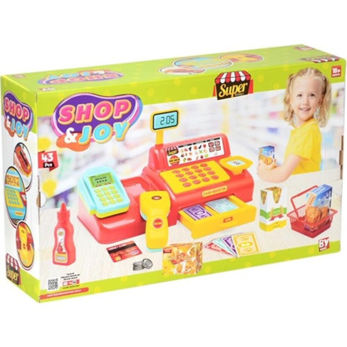 Bayraktar Shop-Joy Süper Market Yazar Kasası 43 Parça Eğitici Yazar Kasa Oyun Seti-Benim Ilk Marketim