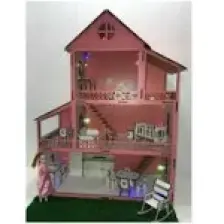 Tekno Trust LED Işık Hediyeli Barbie Ahşap Oyun Evi 001