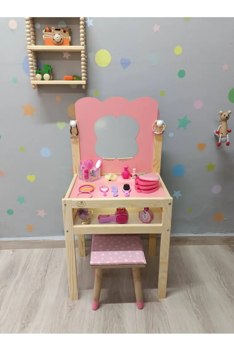Masal Oyuncak Ahşap Çocuk Makyaj Masası