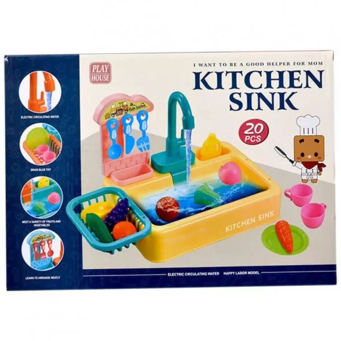 Can Oyuncak Kutulu Pilli Mutfak Lavabosu Sarı