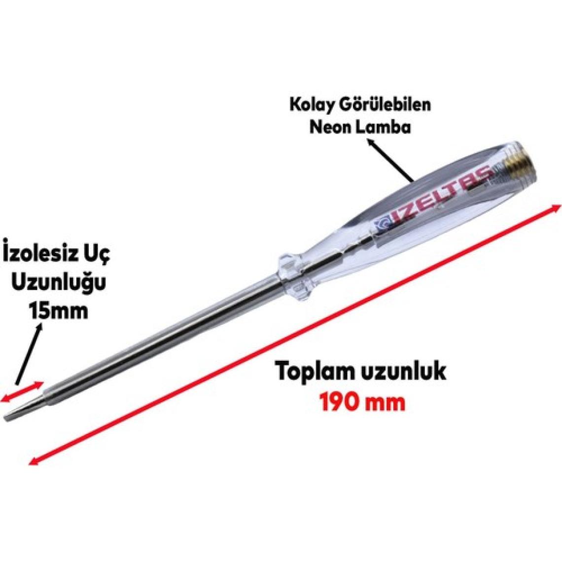 İzeltaş 190 mm Düz Elektrik Kontrol Kalemi