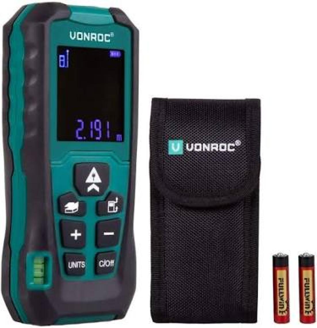 Vonroc Lazer Mesafe Ölçer – 60 Metre Mesafe – Özelleştirilebilir Ölçüm Referansı