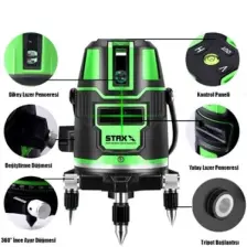 Stax Germany Tek Akülü Otomatik Hizalamalı 360°  Çantalı Yatay Dikey Çok Fonksiyonlu Lazer Metre