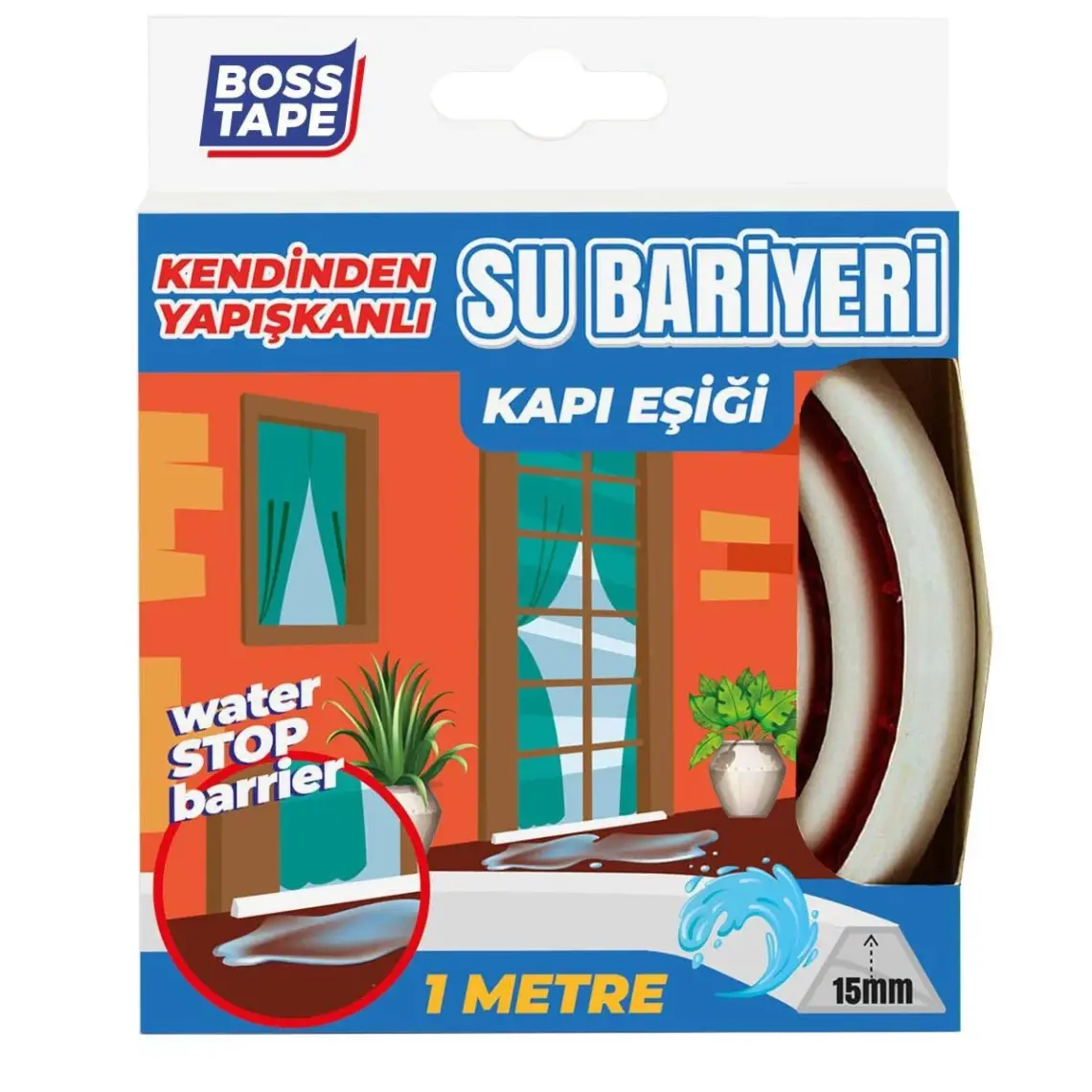Boss Tape Duş Kapı Eşiği Mutfak Tezgahı Etrafı Su Kesici Bariyer Beyaz 1 Metre