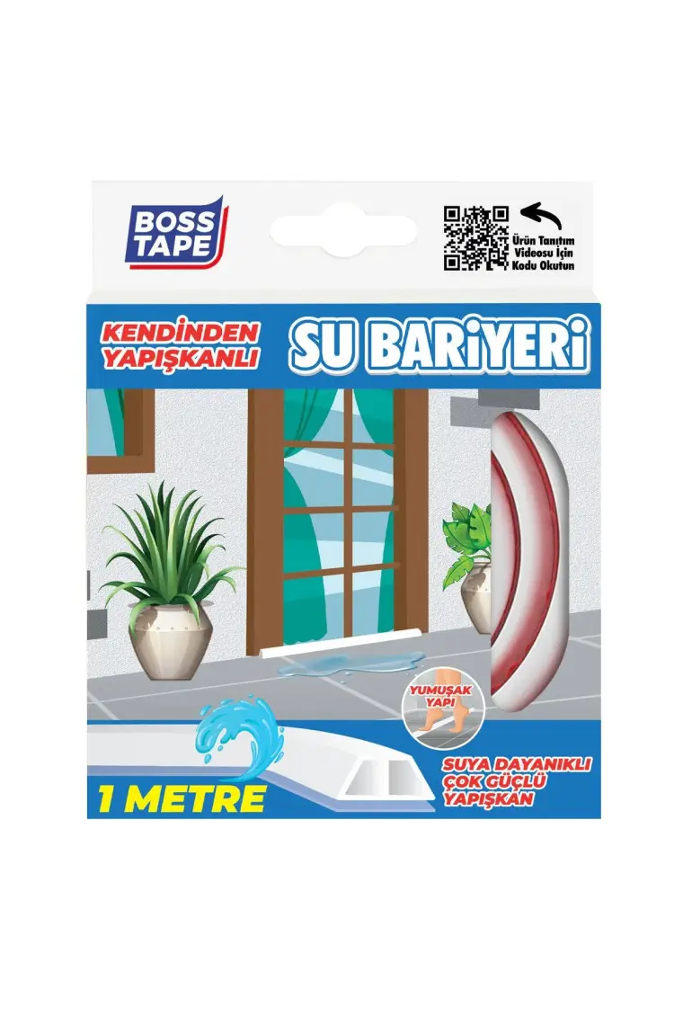 Boss Tape Duş Kapı Eşiği Mutfak Tezgahı Etrafı Su Kesici Bariyer Beyaz 1 Metre