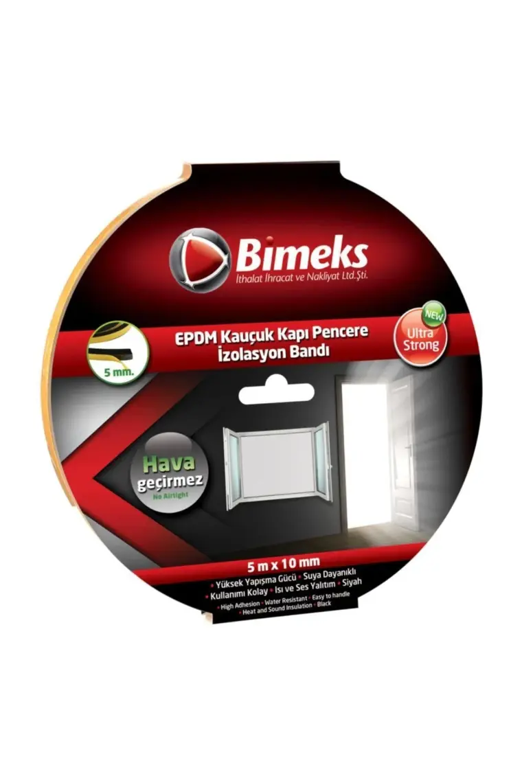 Bimeks Epdm Kauçuk Kapı Pencere Bandı 5Mmx10Mmx5Mt Siyah