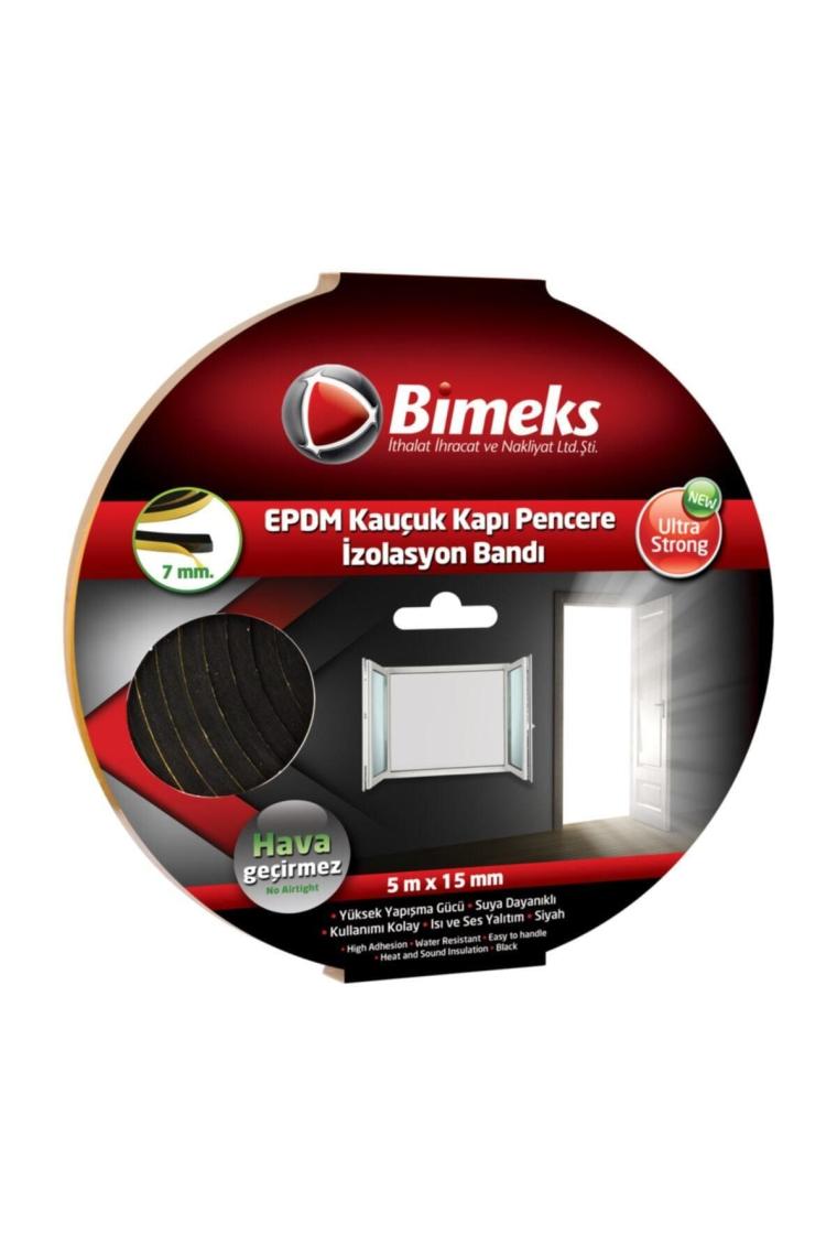 Bimeks Epdm Kauçuk Kapı Pencere Bandı 7Mmx15Mmx5Mt Siyah