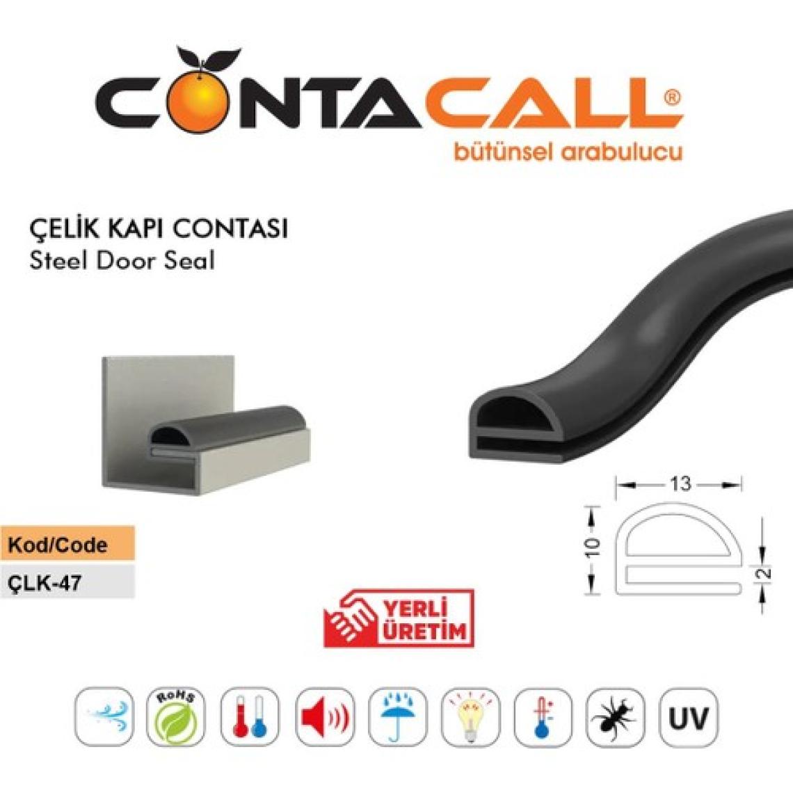 Contacall Çelik Kapı Fitili Çelik Kapı Contası 6 Metre Kahve