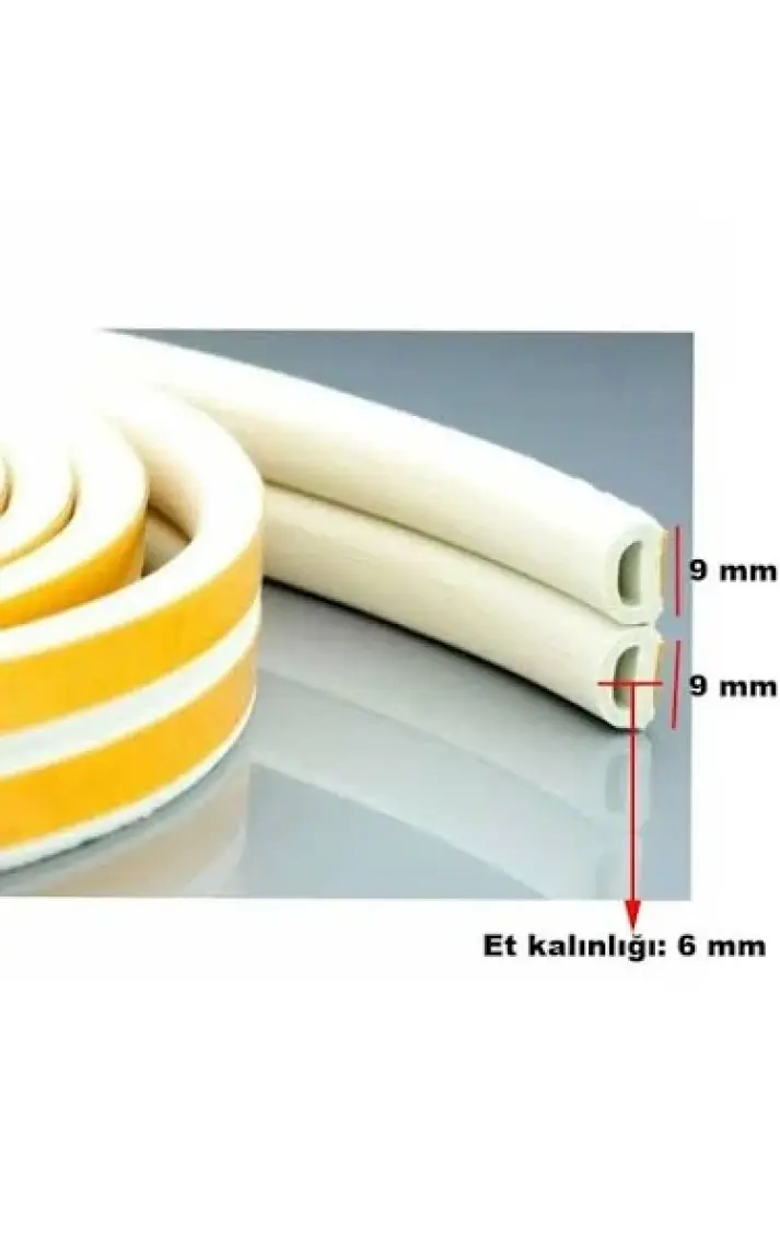 Yapışkanlı 5x2=10 Metre (BEYAZ) Kapı Pencere Bandı Fitili Soğuk Izolasyon Kauçuk Bantları