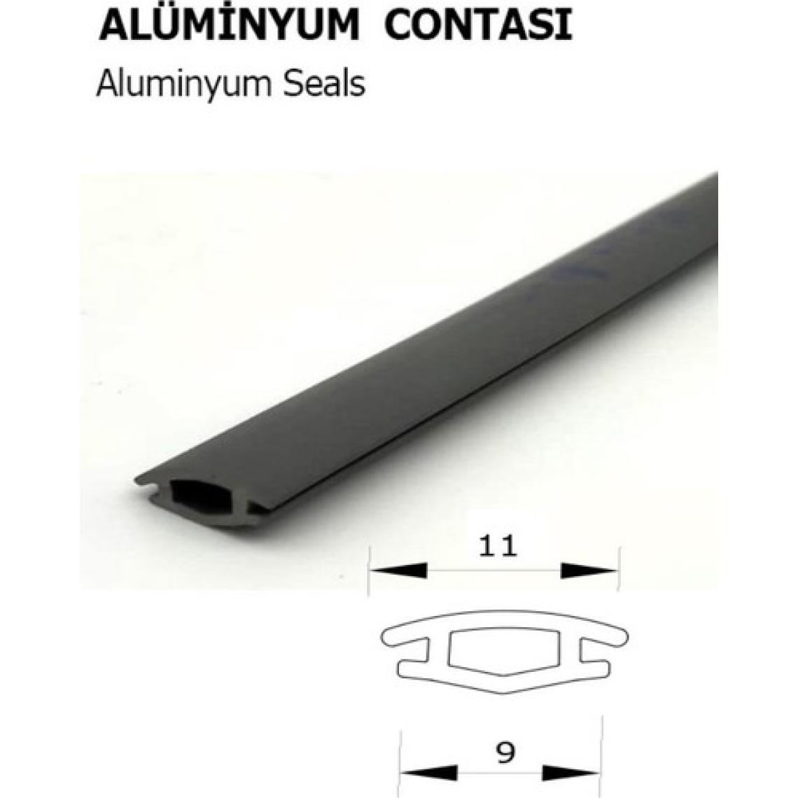 Contacall Alüminyum Raylı Dolap Fitili / Raylı Dolap Kapak Contası Ray Fitili 10 Metre Siyah