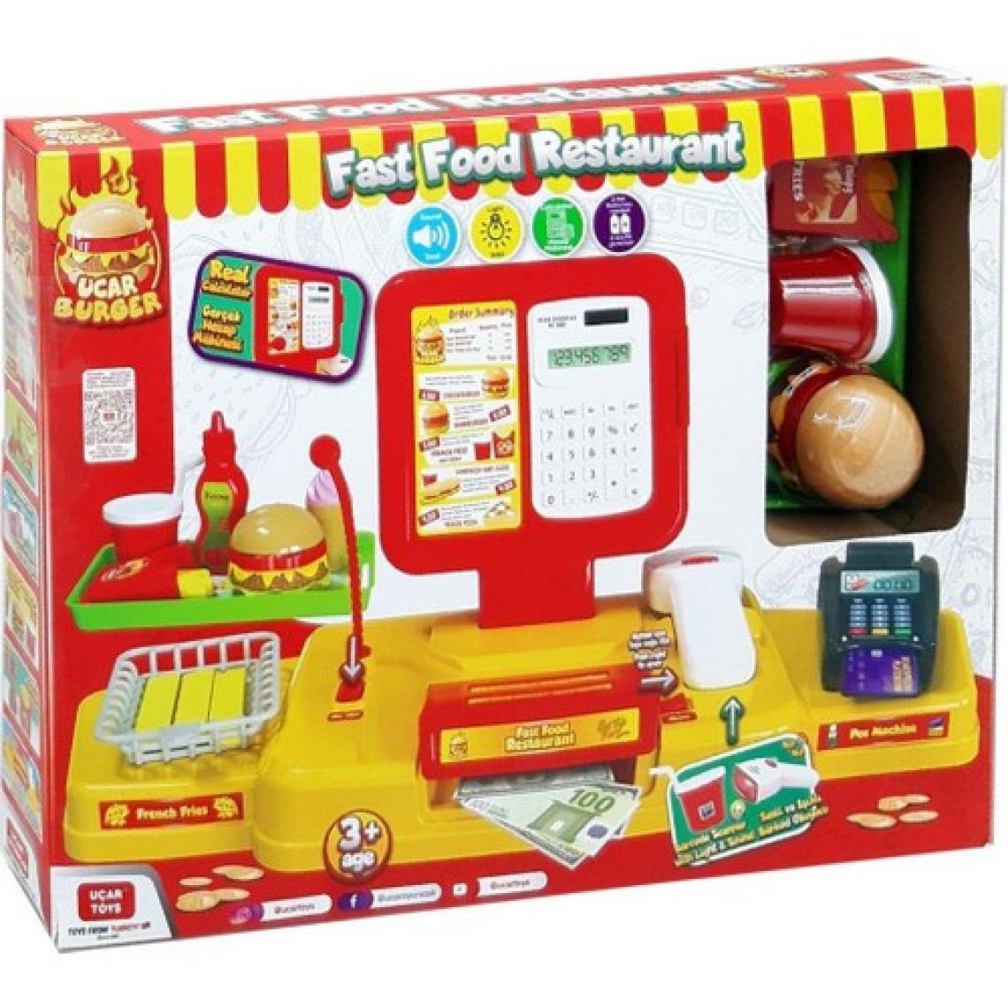 Uçar Oyuncak Barkod Okuyuculu Tartılı Pos Makineli Hesap Makineli Yazar Kasa Hamburger Seti