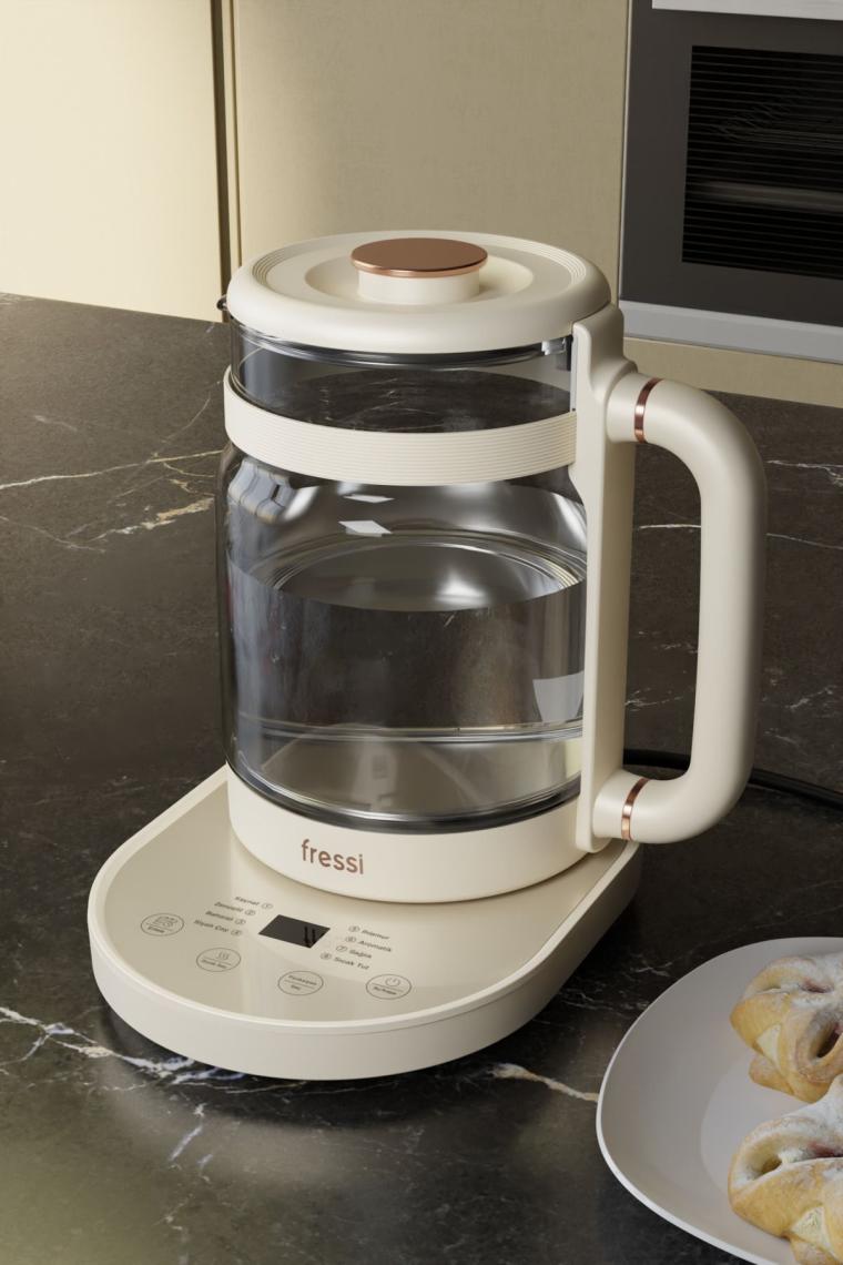 Dijital Göstergeli Elektrikli Cam Su Isıtıcısı Kettle Bitki Çayı Makinesi 1,6l 800w Fr-kt04