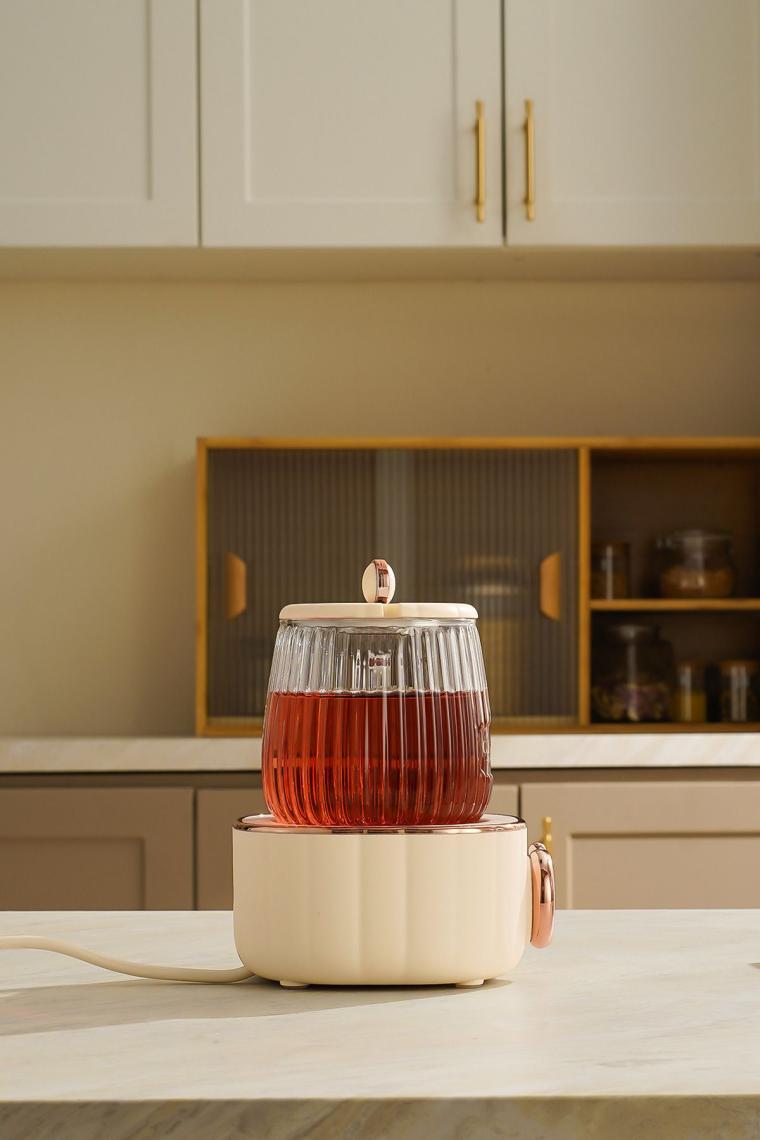 Elektrikli Çok Fonksiyonlu Cam Bardak Su Isıtıcısı Kettle Bitki Çayı Makinesi 600ml 400w Fr-kt02