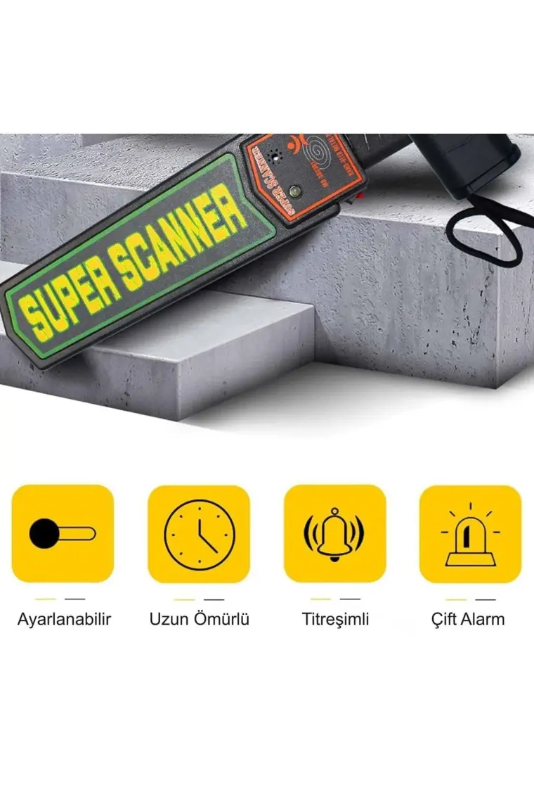 Hymark Süper Scanner MD-3003B1 El Tipi Üst Arama Dedektörü 9V Pil Dahil
