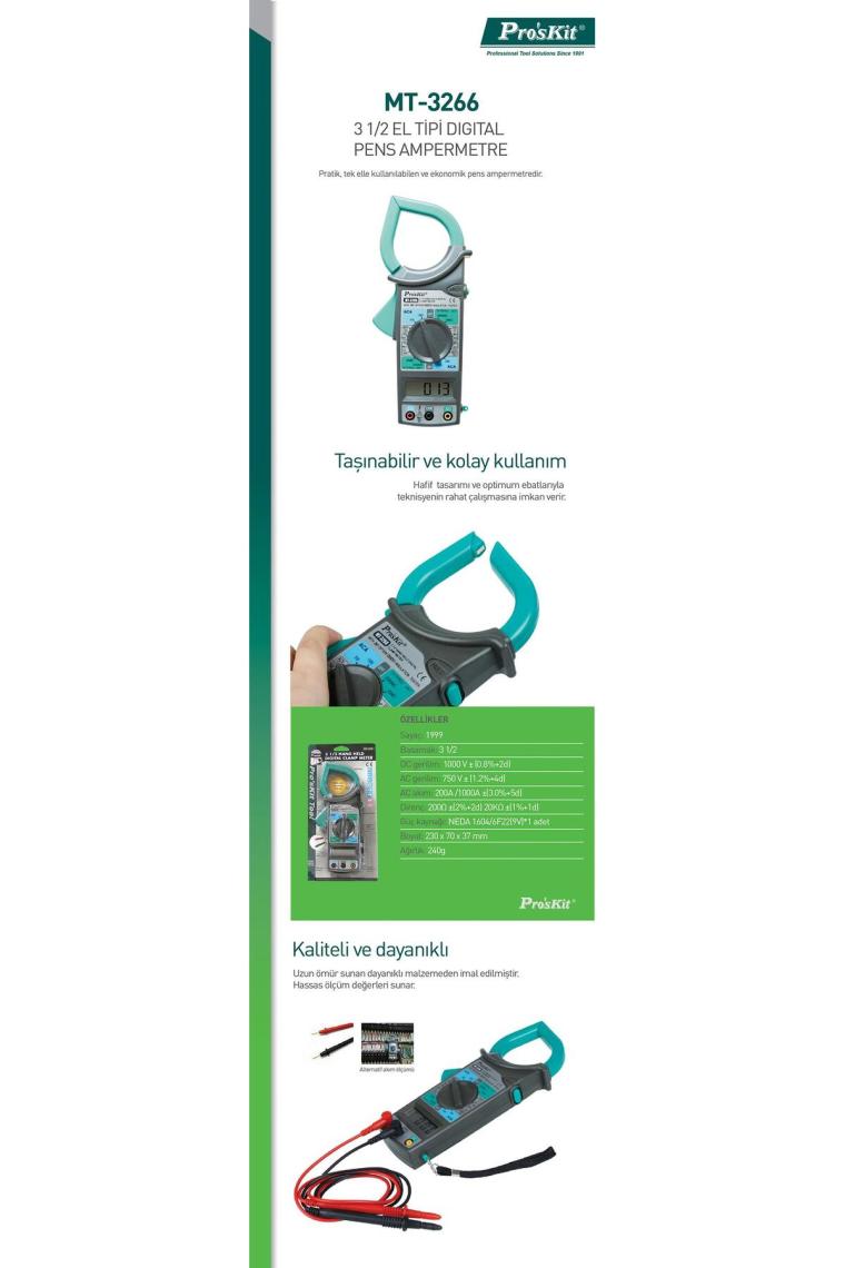 Proskıt El Tipi Dijital Pens Ampermetre Mt-3266