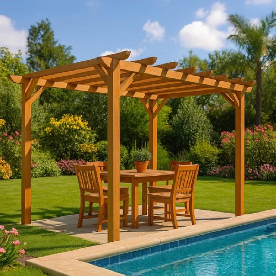 Pinoxi Ahşap Pergole Çardak Tente Bahçe Pergola 3MTX3MT