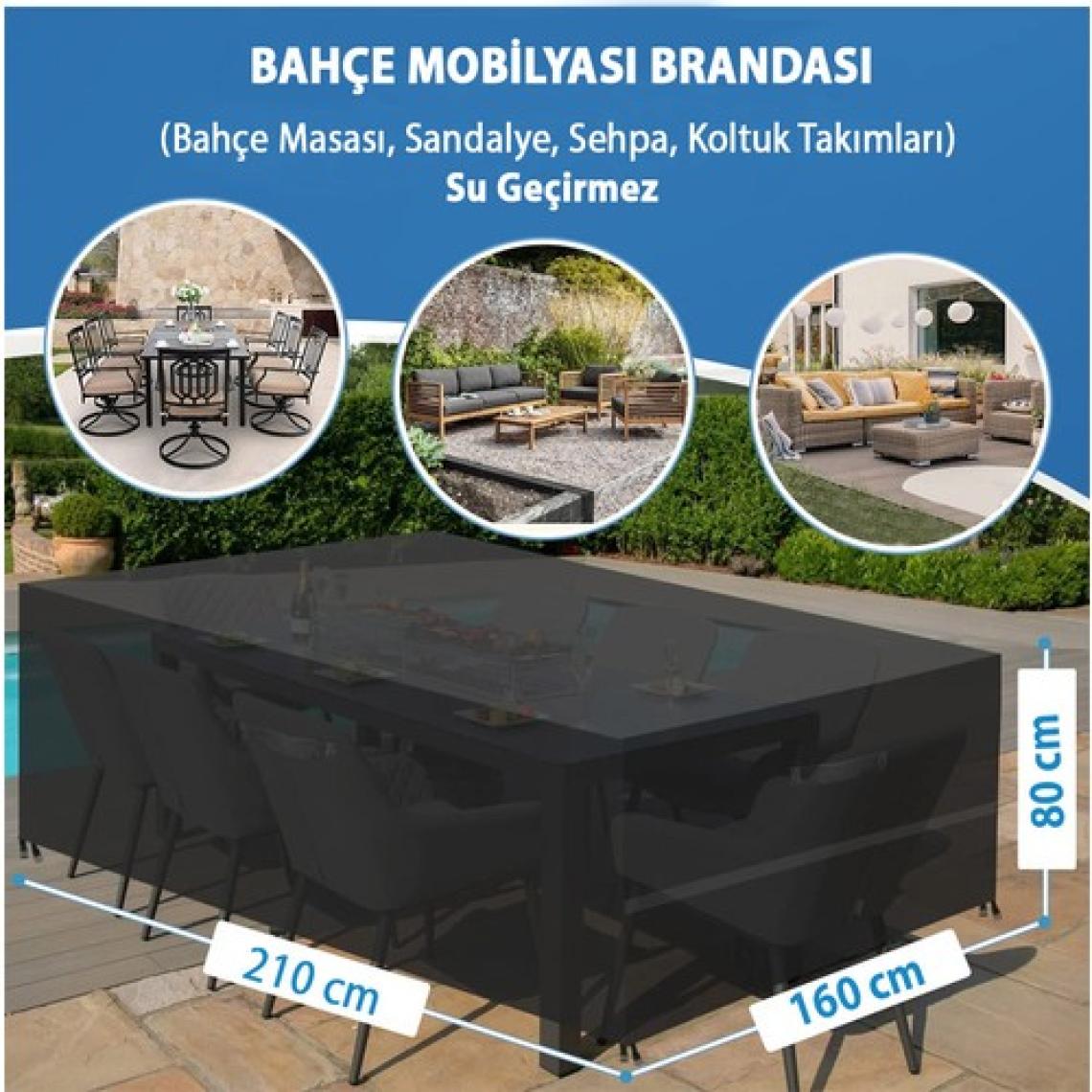 CoverPlus Su Geçirmez Bahçe Mobilya Koruma Örtüsü Branda 210 x 160 x 80 cm