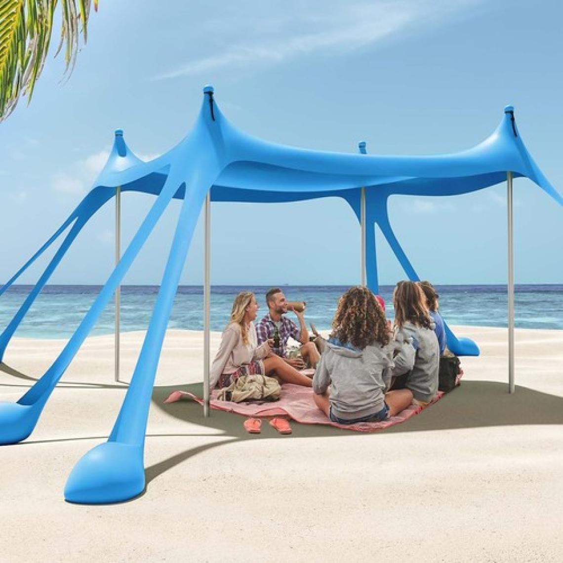 Haegs Plaj Gölgelik Tente Deniz Çadırı, Sahil Plaj Gölgeliği Kanopy Plaj Çadırı 250X250CM Açık Mavi