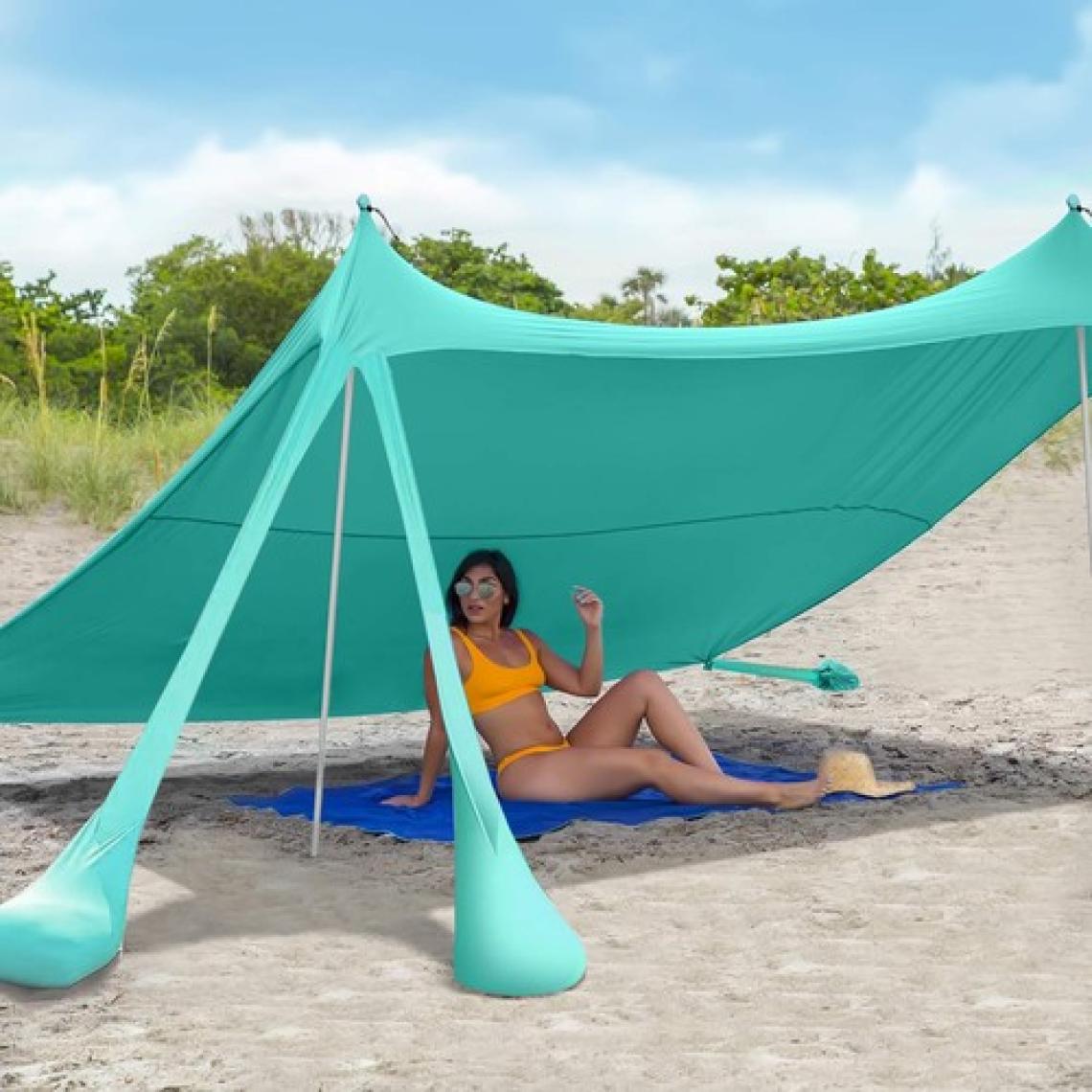 Haegs Plaj Gölgelik Tente Deniz Çadırı, Sahil Plaj Gölgeliği Kanopy Plaj Çadırı 250X250CM Açık Mavi