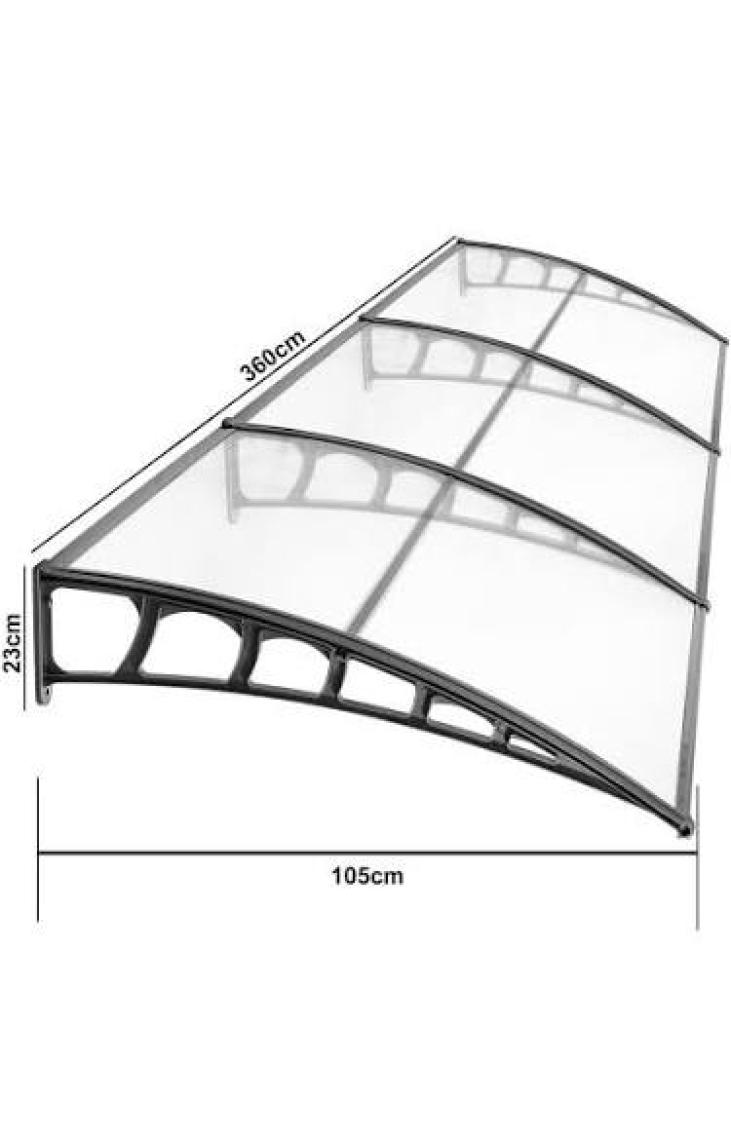 Gardenplast Lupın Kapı Pencere Üstü Pratik Sundurma 105X360 - Siyah