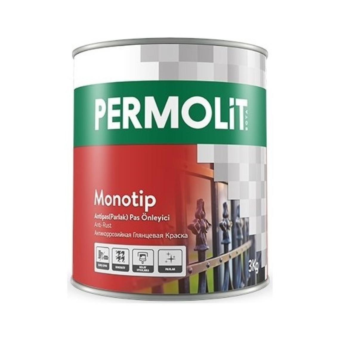 Permolit Monotip Antipas Parlak Metal Boyası 0,75Lt Koyu Gri