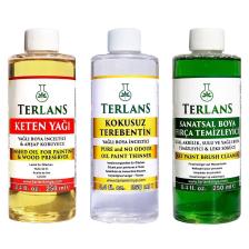 Yağlı Boya Seti Yardımcı Malzemeler 3 X 250 ml Kokusuz Terebentin Resim Yağı Ve Boya Tem.