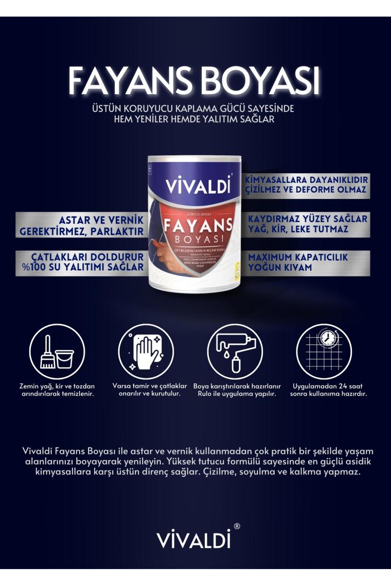Vivaldi Fayans Boyası - Astar ve Vernik Gerektirmeyen Boya - Sınırsız Renk 1 kg