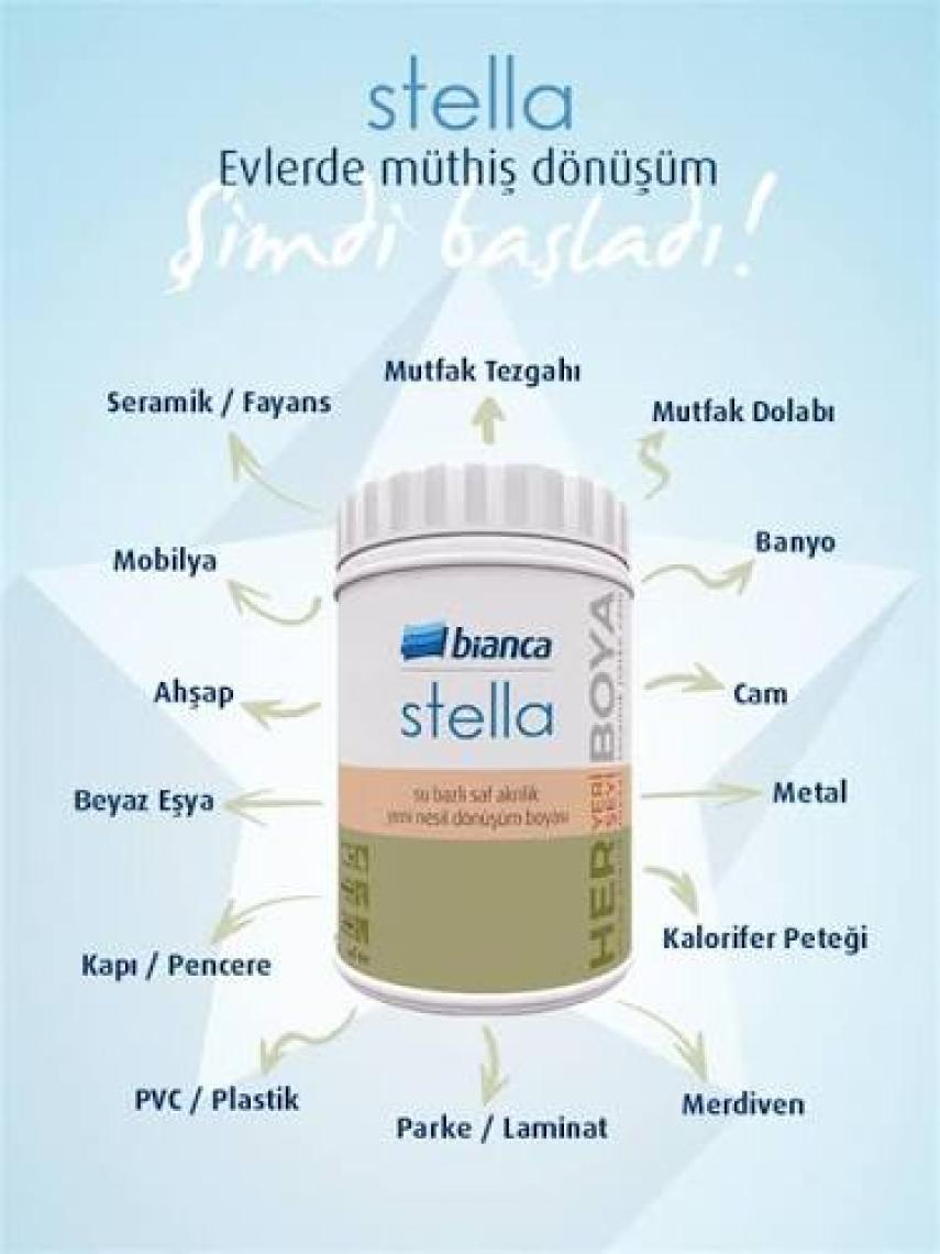 Bianca Stella Su Bazlı Saf Akrilik Boya 1 Lt - Mermer Beji