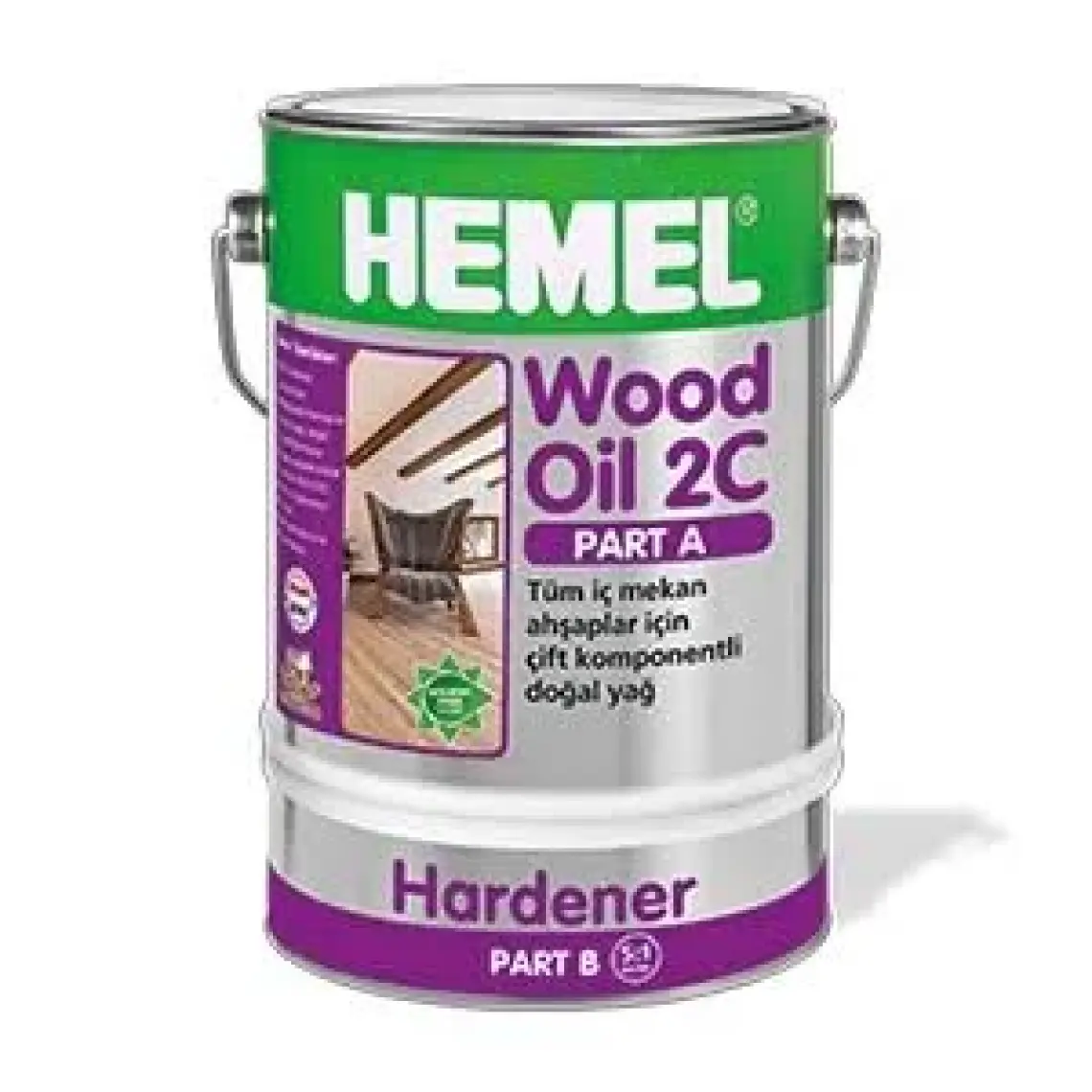 Hemel Wood Oil 2c-Ahşaplar Için Çift Komponentli Yağ Natural-3 Lt