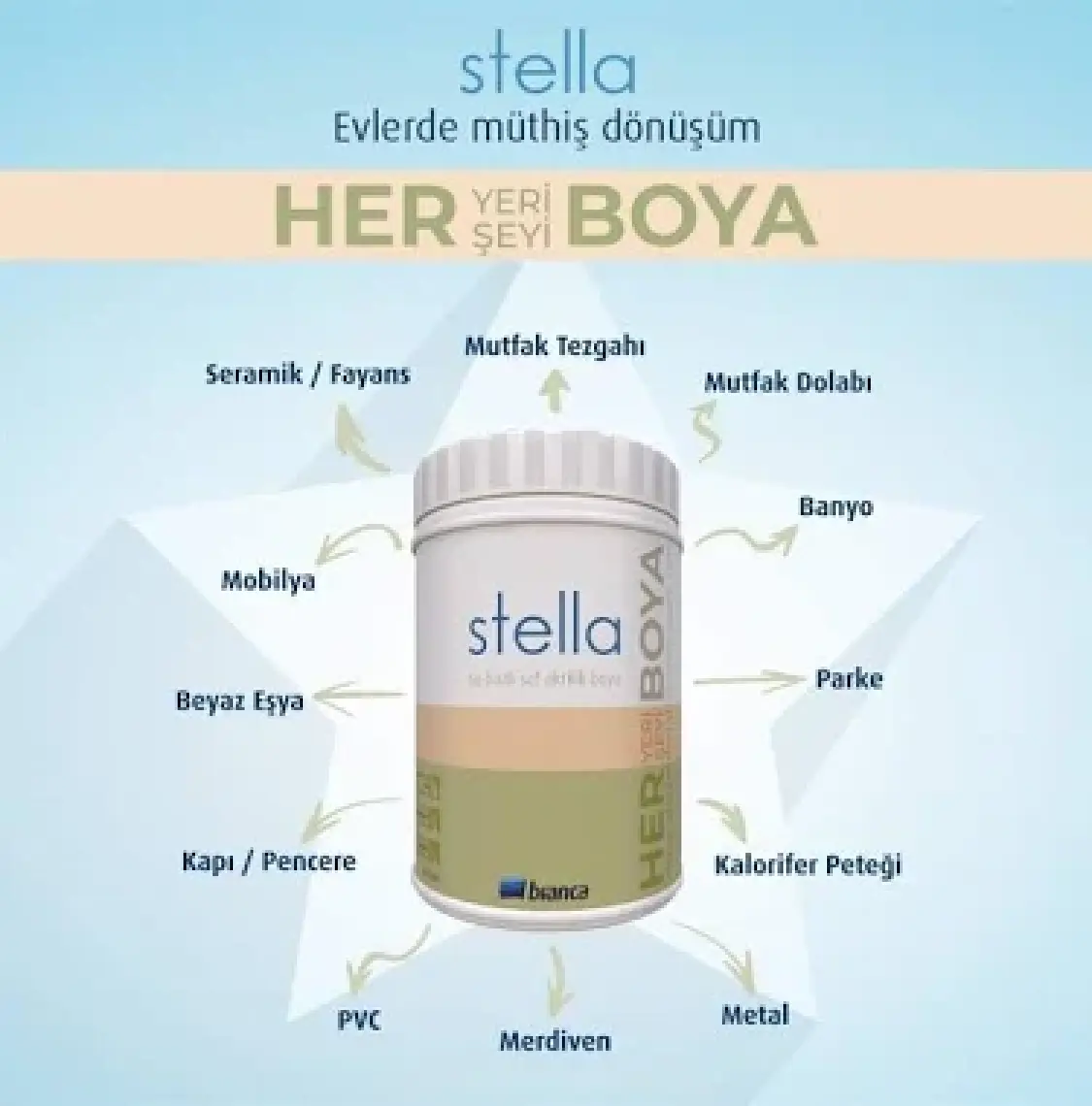Bianca Stella Su Bazlı Saf Akrilik Boya 0.5 Lt - Krem