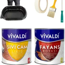 Vivaldi Fayans Boyası Seti Sıvı Cam ve Uygulama Seti Tezgah,mermer,banyo,mutfak Boyama Seti 1 Lt