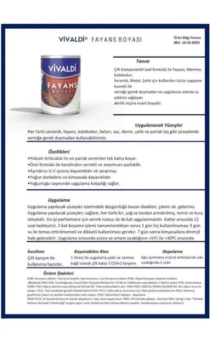 Vivaldi Fayans Boyası Seti Sıvı Cam ve Uygulama Seti Tezgah,mermer,banyo,mutfak Boyama Seti 1 Lt