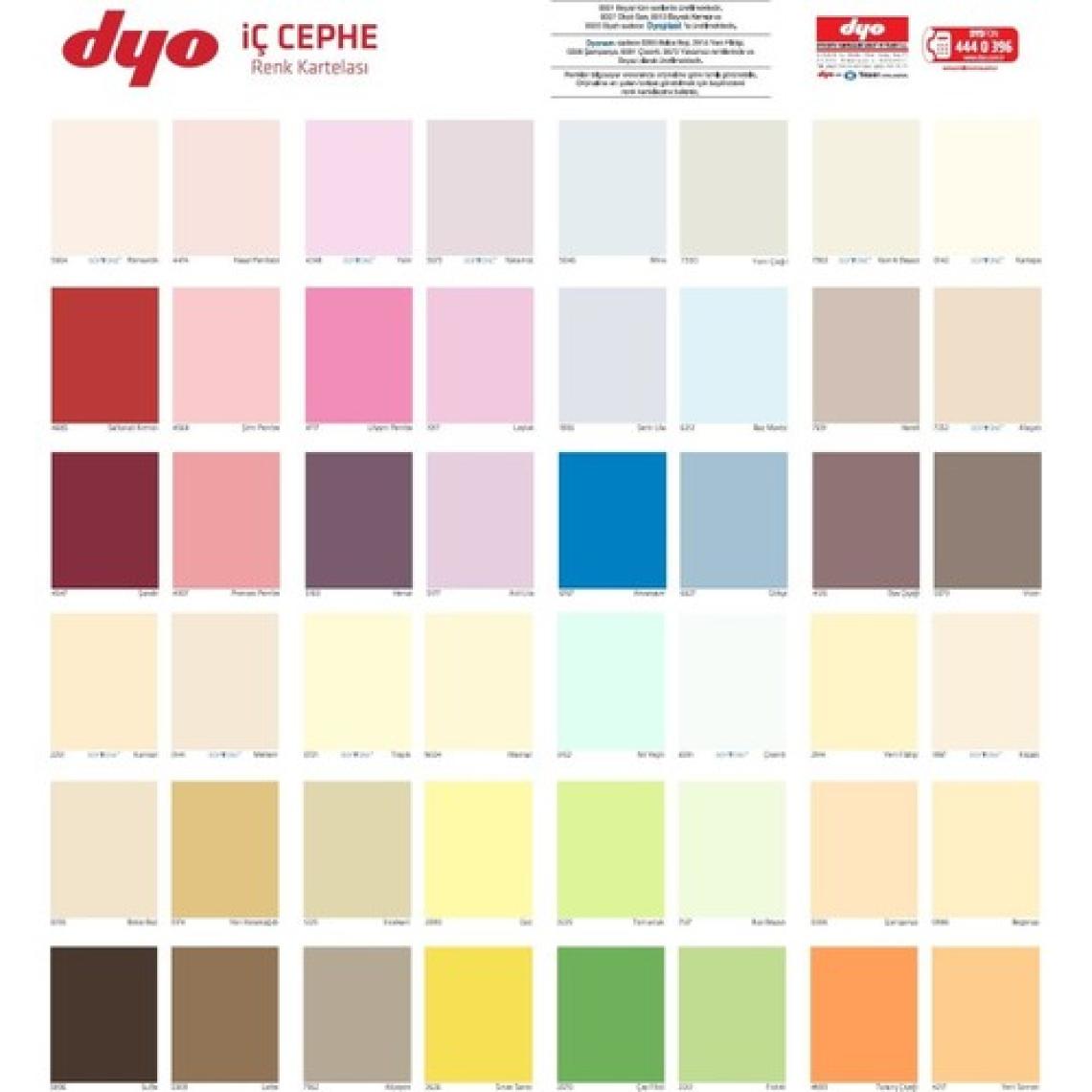 Dyo Dinamik Silikonlu Silinebilir Ipek Mat Iç Cephe Boyası 2,5 Lt  Renk: Nil Yeşili  KOD:3152