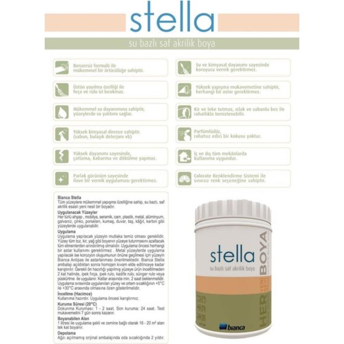 Bianca Stella Su Bazlı Saf Akrilik Boya 0.50LT 1200 Gülpembe