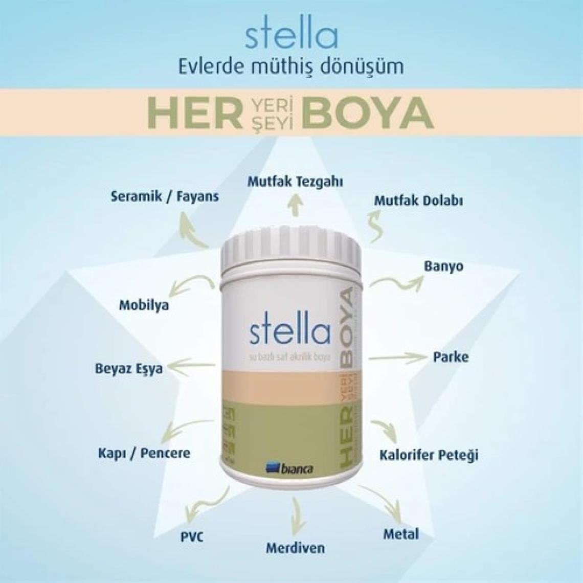 Bianca Stella Su Bazlı Saf Akrilik Boya 1 lt 1424 Soft Mavi