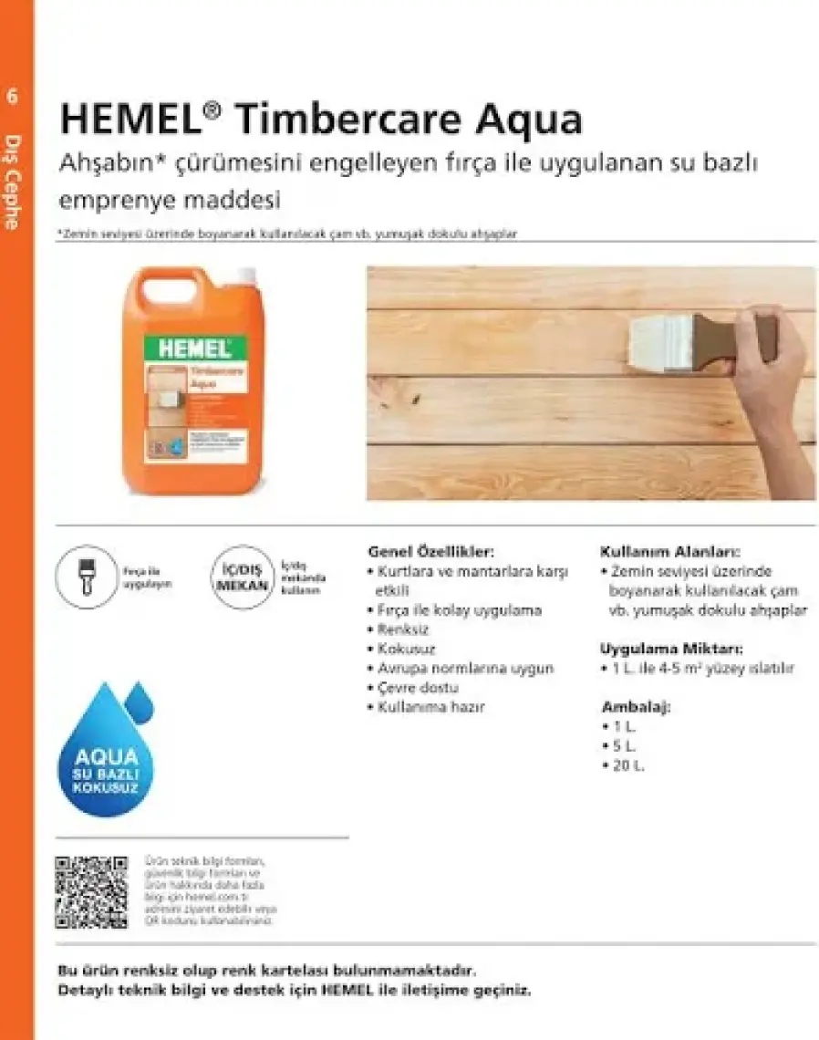 Hemel Timbercare Aqua Ahşap Emprenye 20 lt - Şeffaf