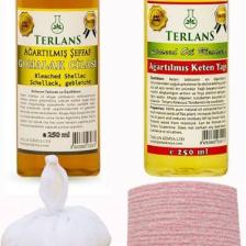 Terlans Doğal Ahşap Cila Seti Ağartılmış ŞEFFAF GOMALAK & KETEN YAĞI 250 ml