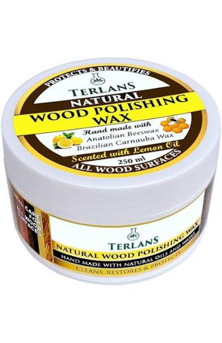 Terlans Doğal Ahşap Koruyucu Parlatıcı Vaks, 250 ml Üstün Koruma + Mikrofiber Bez Natural Wood Polishing Wax