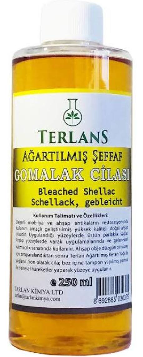 Terlans Ağartılmış Şeffaf Gomalak Cilası 250 ml - Bleached Shellac