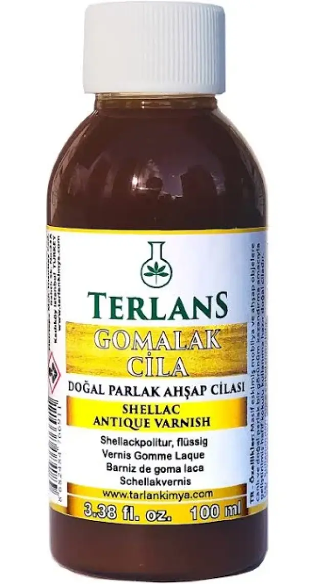 Terlans Doğal Ahşap Cilası Gomalak 100ml Antik Vernik - Shellac