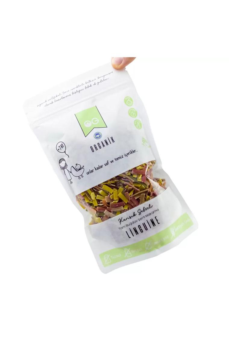 Organik Karışık Sebzeli Tam Buğday Şerit Makarna Linguine 200 Gr +7ay