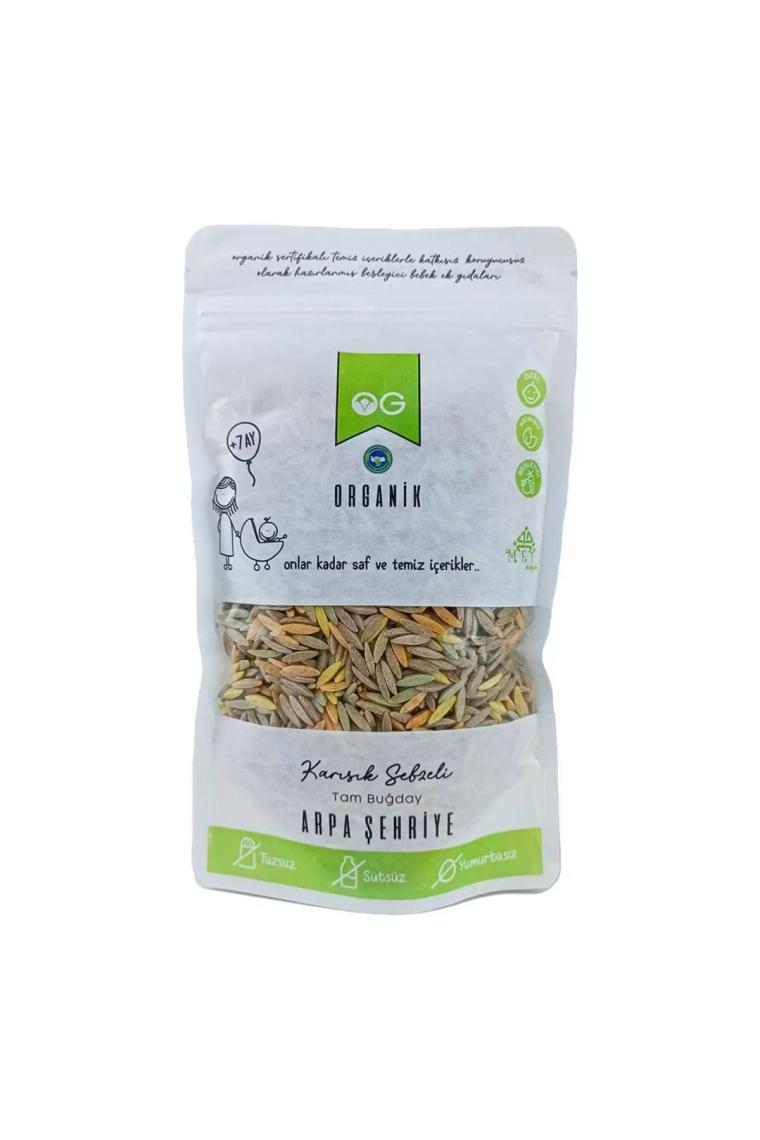 Organik Karışık Sebzeli Tam Buğday Arpa Şehriye 250 gr 7 Ay
