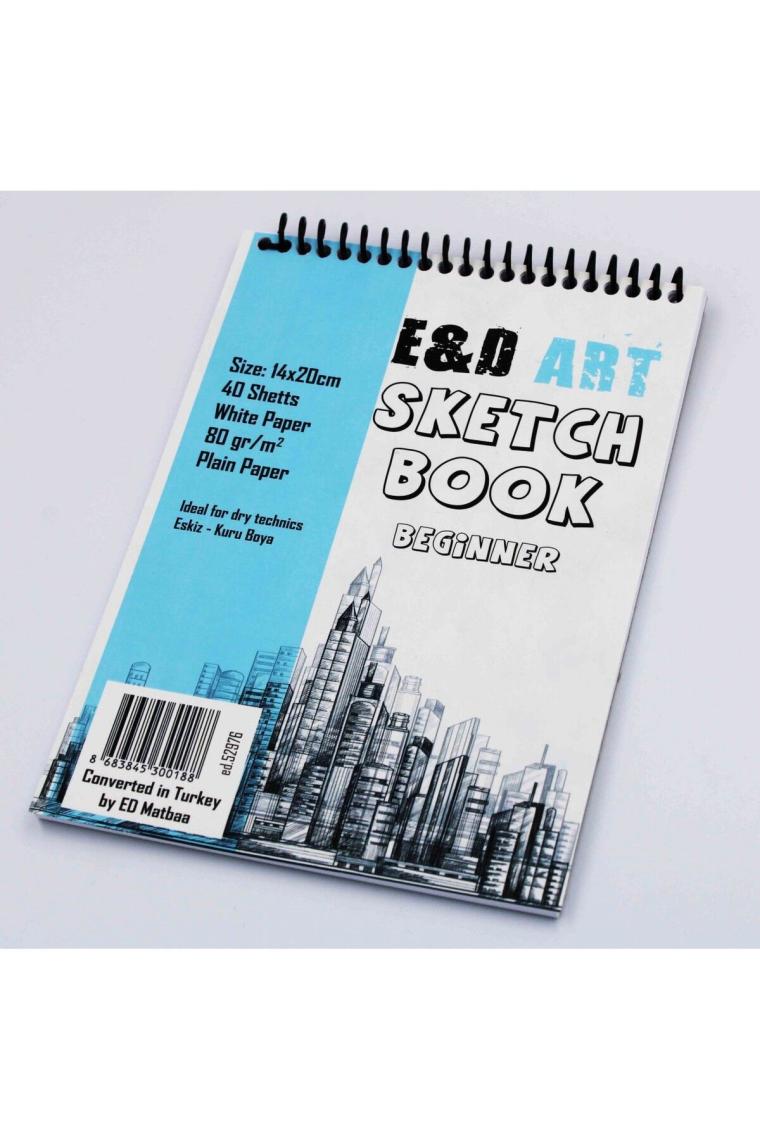 Sketch Book Beginner 14x20cm 40yp 80gr Eskiz Çizim Defteri Üstten Spiralli / Ed.52976