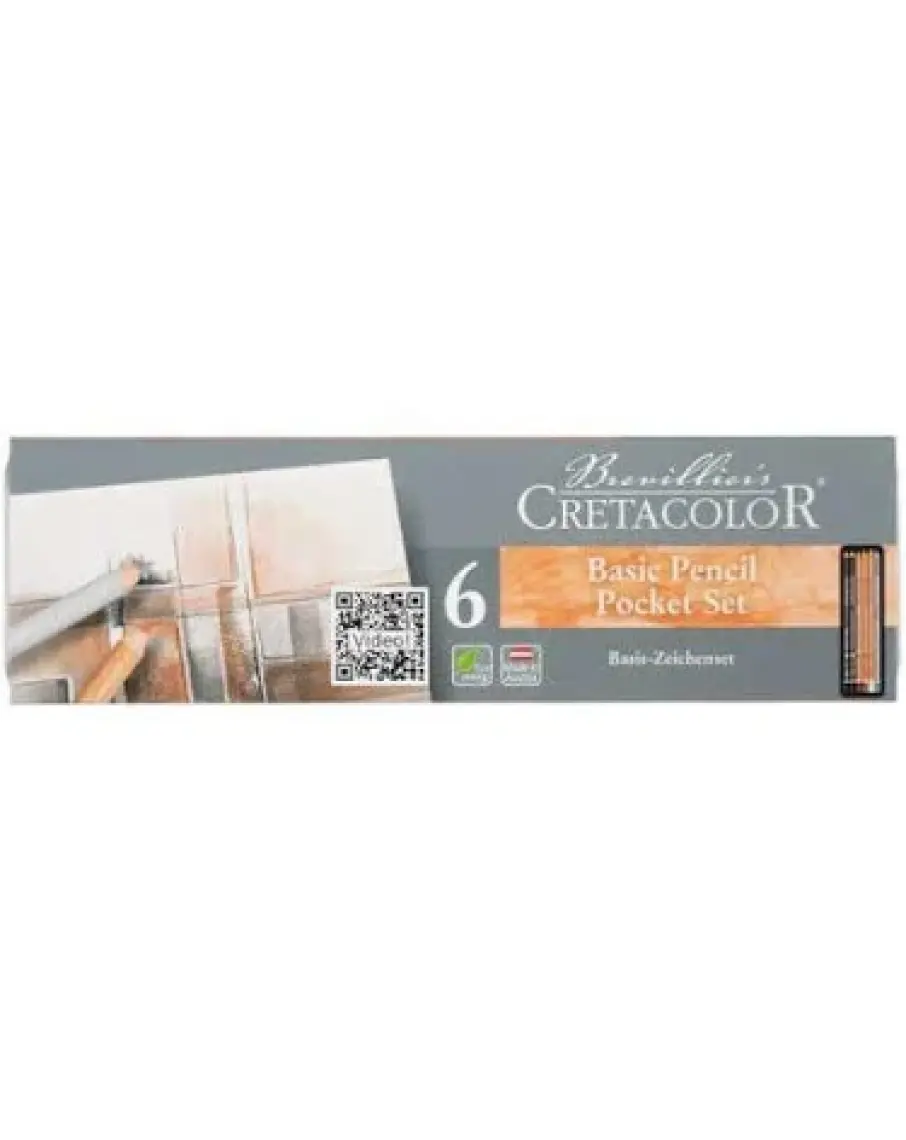 Cretacolor Basic Drawing Set Karakalem Eskiz Çizim Seti Metal Kutu 6 Parça