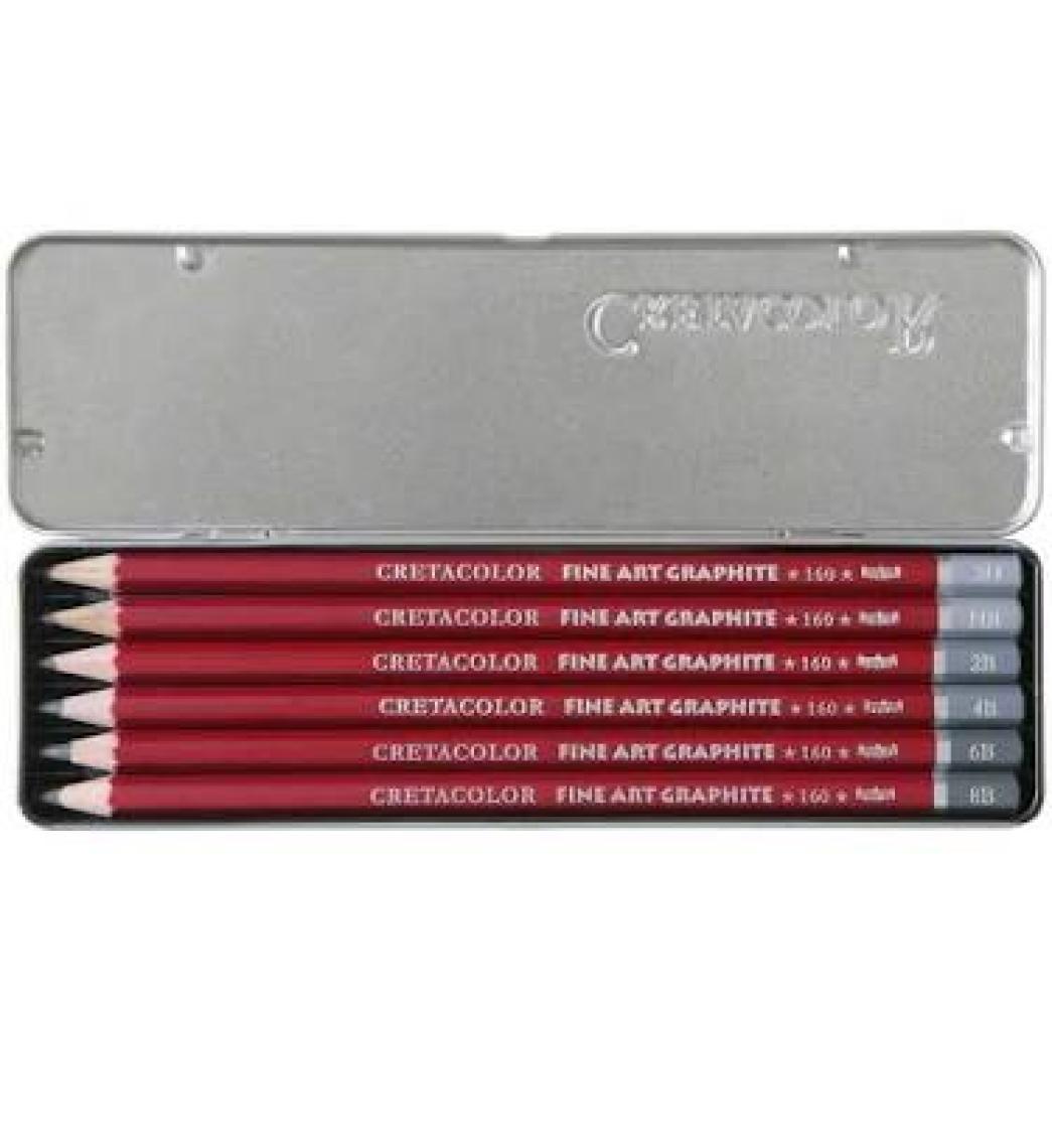 Cretacolor Fine Art Graphite Dereceli Karakalem Eskiz Çizim Seti Metal Kutu 6'lı