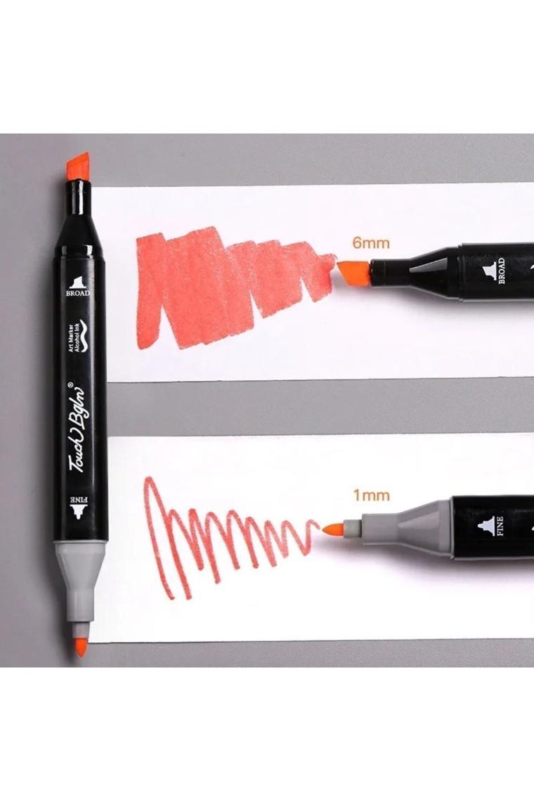 Biton Toptan 60'lı Çift Tatraflı Marker Kalem Seti Standlı Resim Mimari ve Grafik Tasarım Kalemi