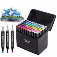 Biton Toptan 60'lı Çift Tatraflı Marker Kalem Seti Standlı Resim Mimari ve Grafik Tasarım Kalemi