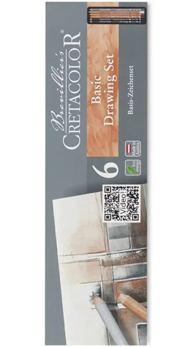 Cretacolor Basic Drawing Set Karakalem Eskiz Çizim Seti Metal Kutu 6 Parça